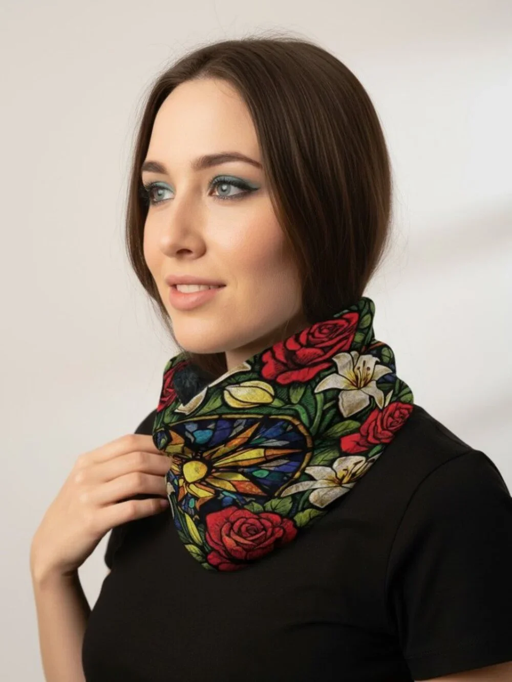 Victorian Rose Window | Stained Glass Floral Mandala Alice Tube Scarf